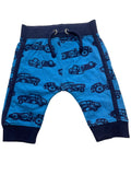 Pantalon bébé bleu ciel imprimé voitures de course marines