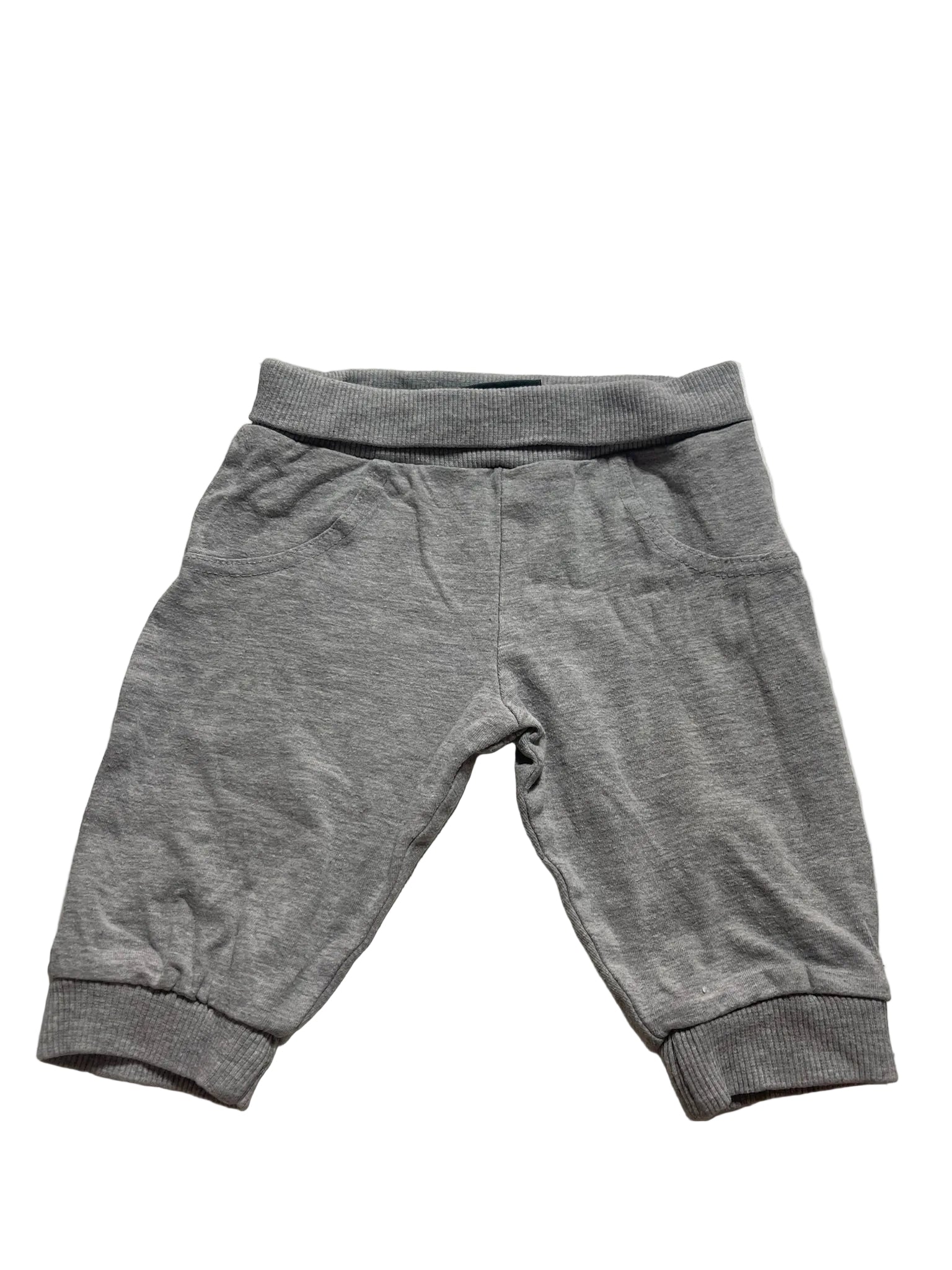 Pantalon jogging bébé gris chiné ceinture côtelée deux poches