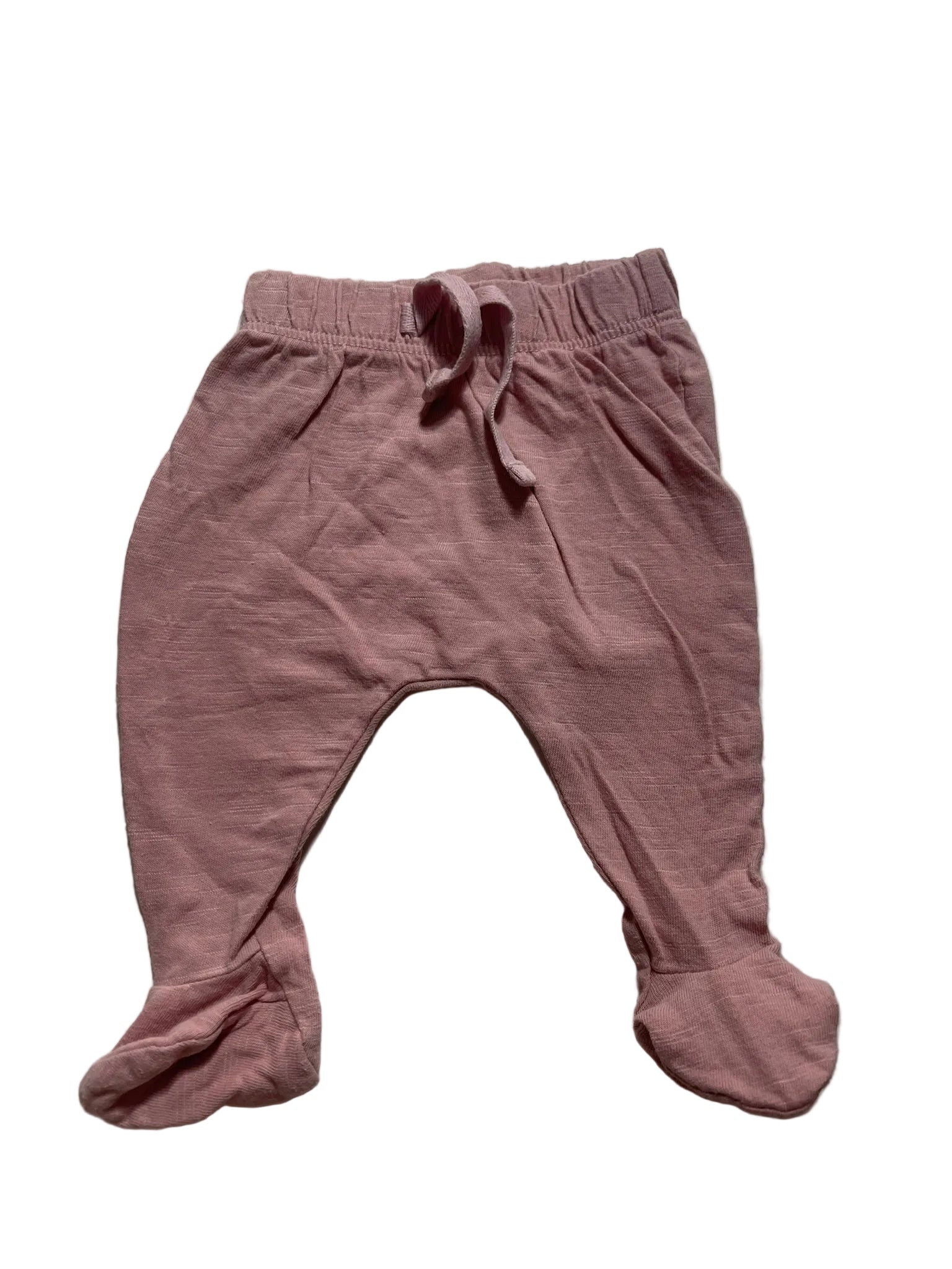 Pantalon bébé rose poudré avec pieds cordon
