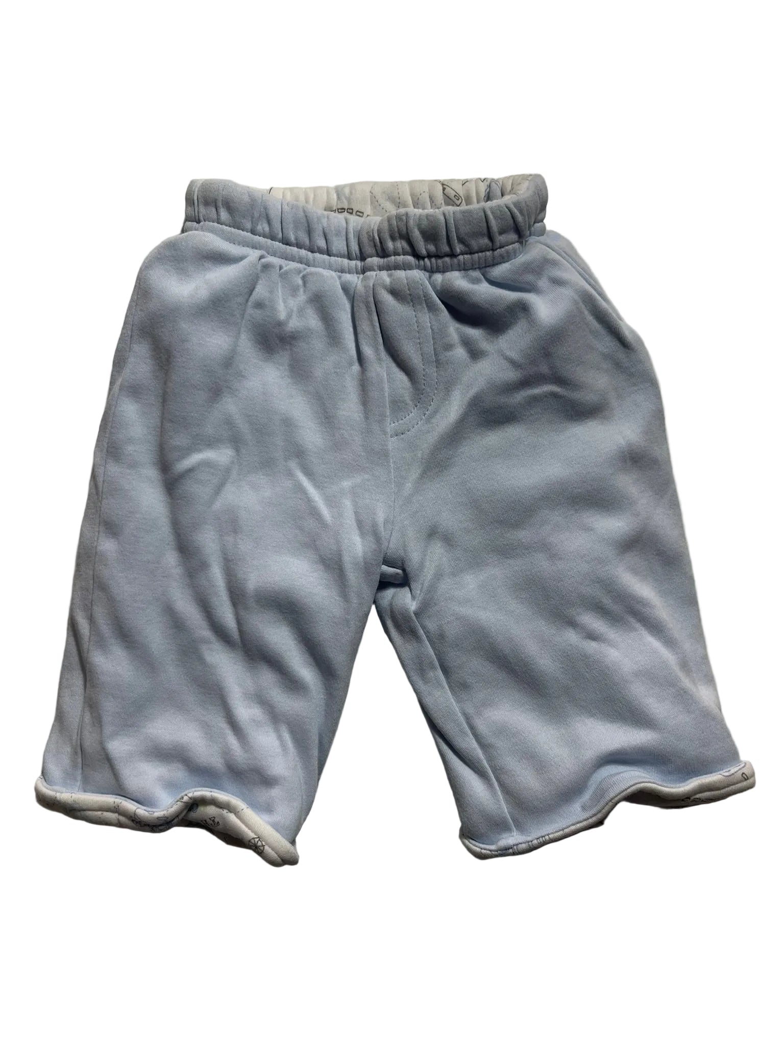 Short bébé bleu ciel velours doublure imprimée