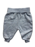 Pantalon bébé bleu ciel chiné molleton ceinture côtelée