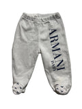 Pantalon bébé blanc pieds intégrés inscription Armani Baby