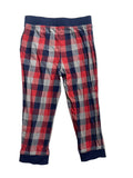 Pantalon enfant pyjama carreaux rouge marine blanc ceinture marine