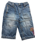 Short jean bleu délavé enfant empreinte de patte brodée