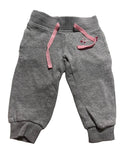 Pantalon jogging bébé gris chiné cordon rose broderie florale