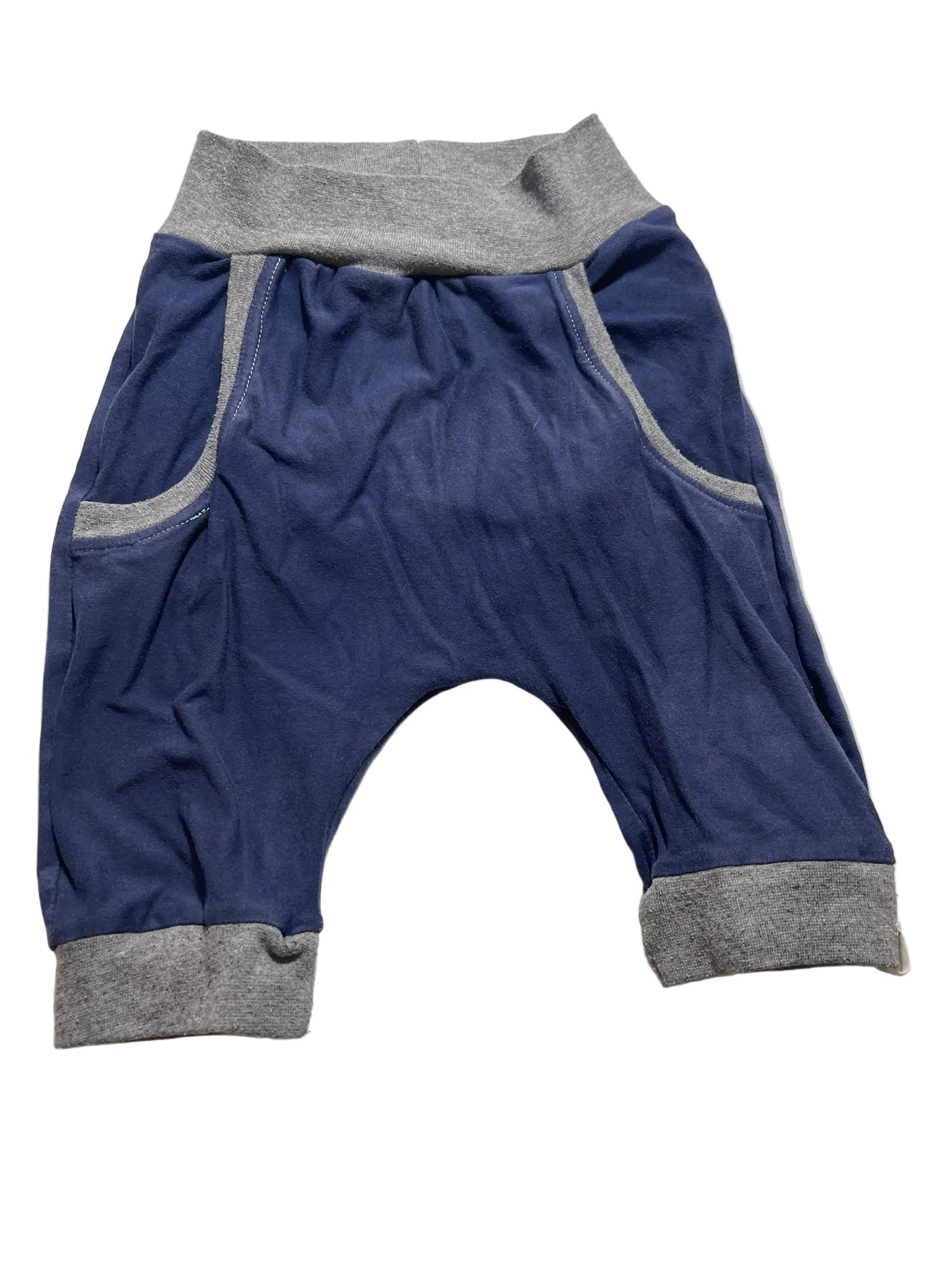 Short bébé marine velours bords côtelés gris