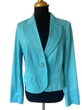 Blazer femme turquoise 1 bouton ajusté