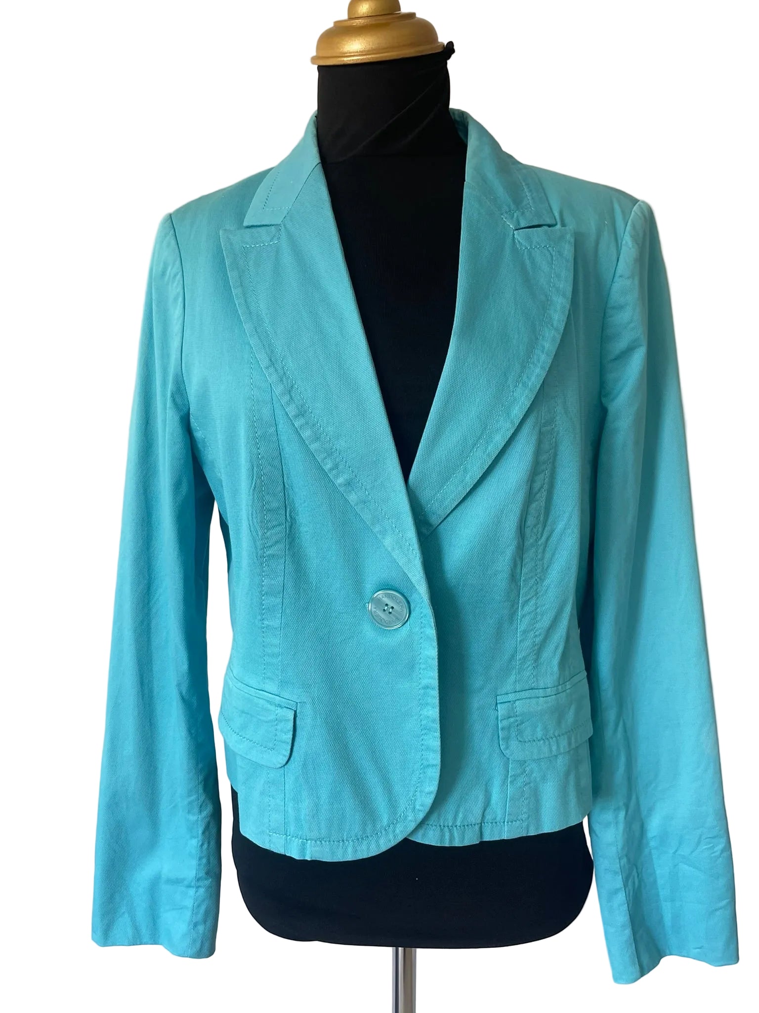 Blazer femme turquoise 1 bouton ajusté