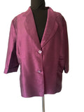 Veste femme violet prune irisé satiné manches 3/4 boutons fantaisie