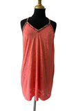 Robe tunique femme corail jersey burnout bretelles imprimé ethnique