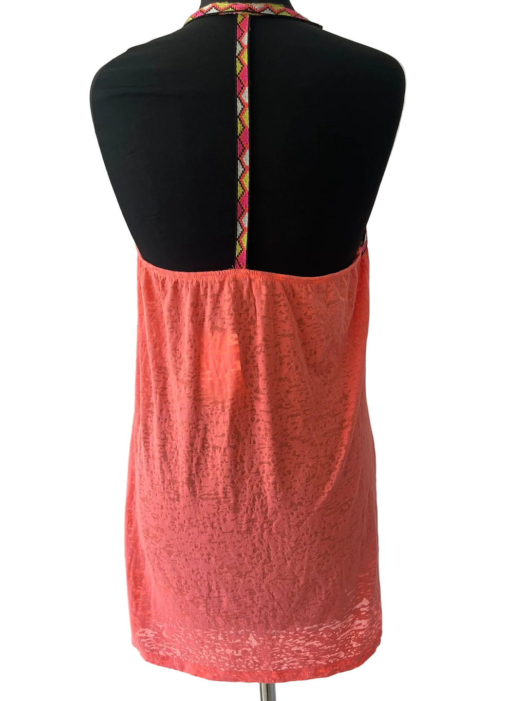 Robe tunique femme corail jersey burnout bretelles imprimé ethnique Taille M