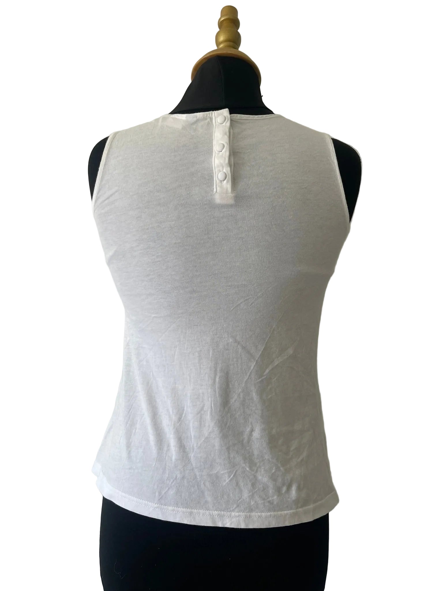 Top femme blanc broderie anglaise sans manches Taille S