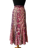 Jupe longue femme patchwork floral bordeaux violet porcelaine