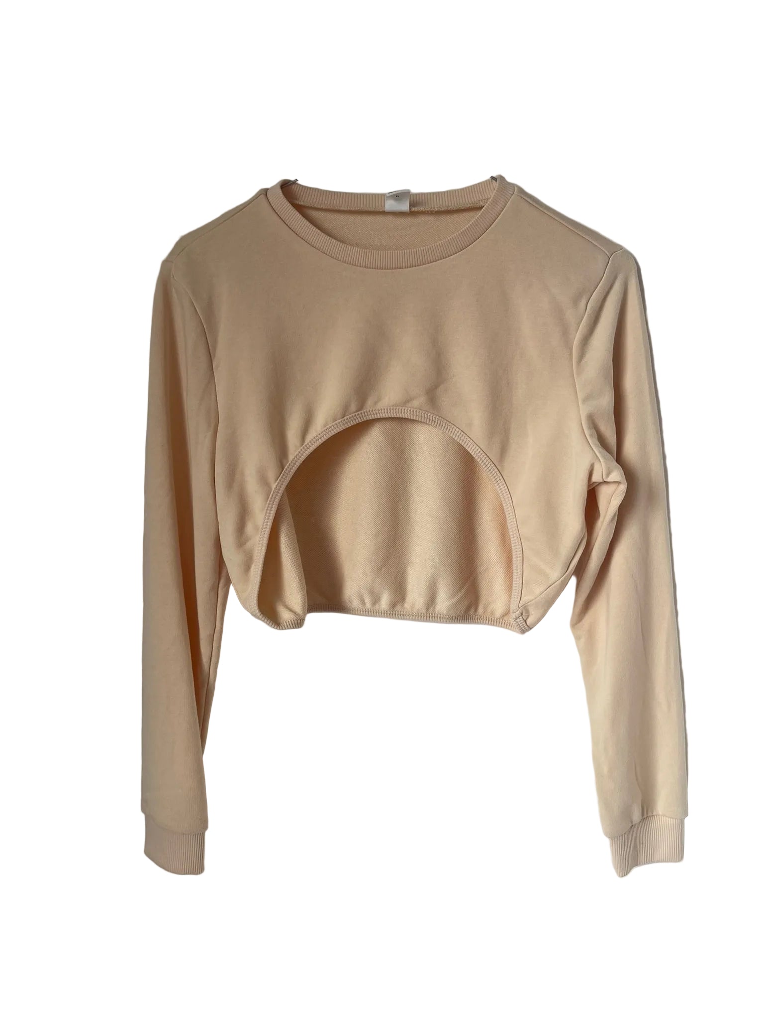 Top crop manches longues cut-out – Beige nude