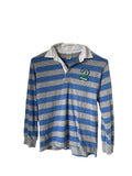 Polo rugby enfant rayé – Bleu & Gris