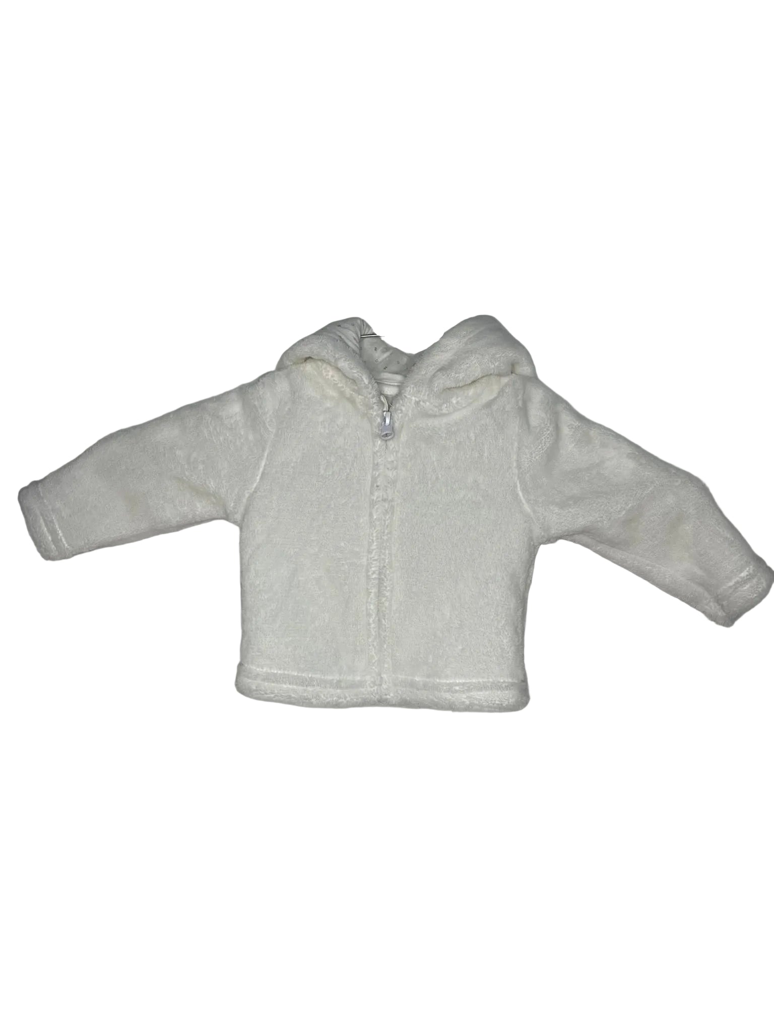 Veste polaire bébé à capuche – Blanc uni