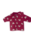 Veste polaire bébé à capuche – Rose fuchsia cœurs