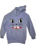 Sweat à capuche velours fille – Violet chat