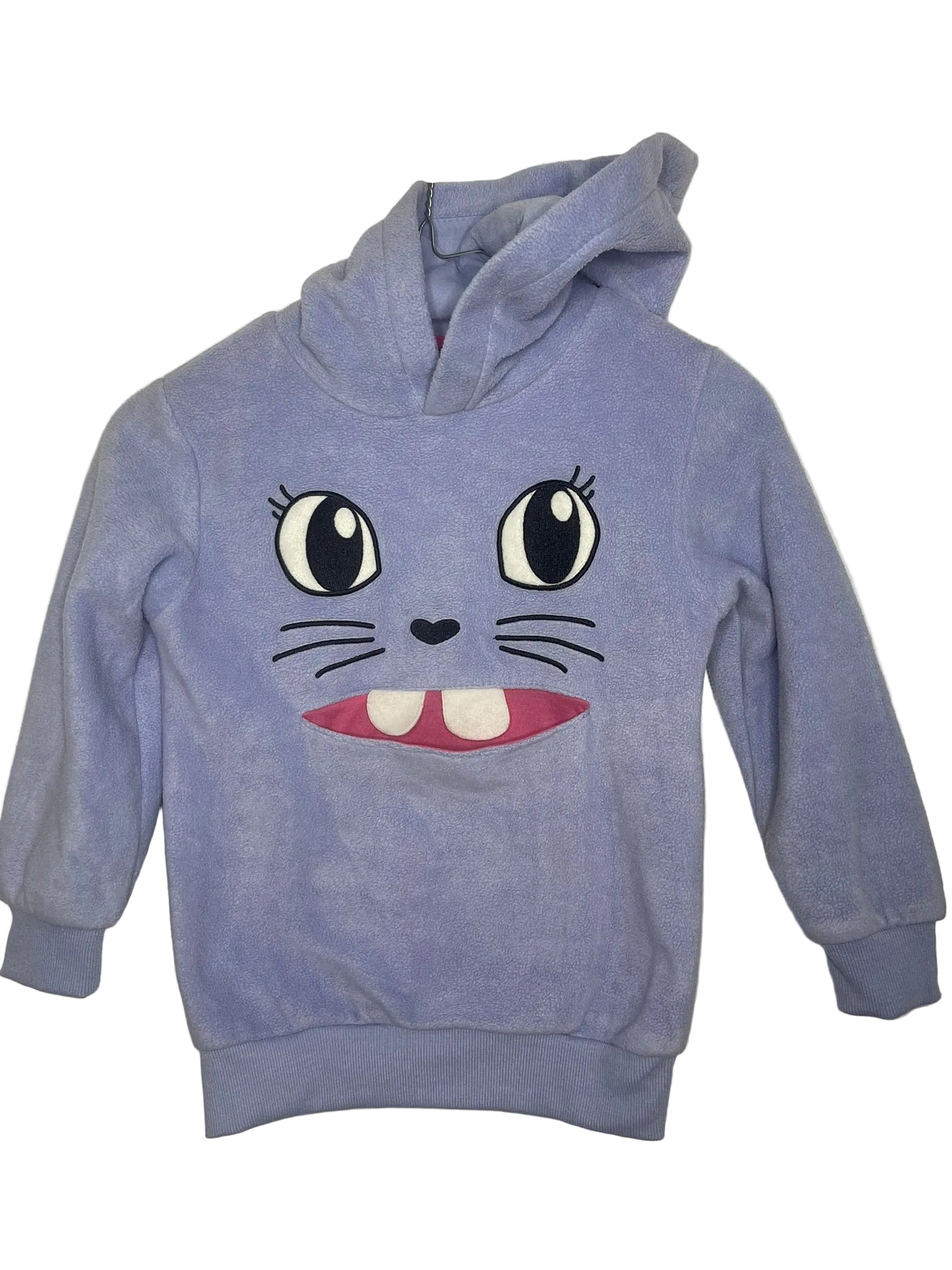Sweat à capuche velours fille – Violet chat