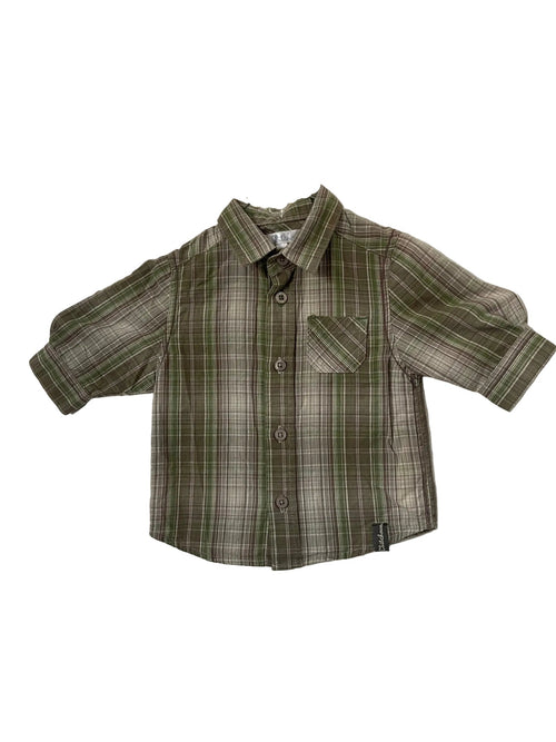 Chemise à carreaux bébé – Kaki & vert