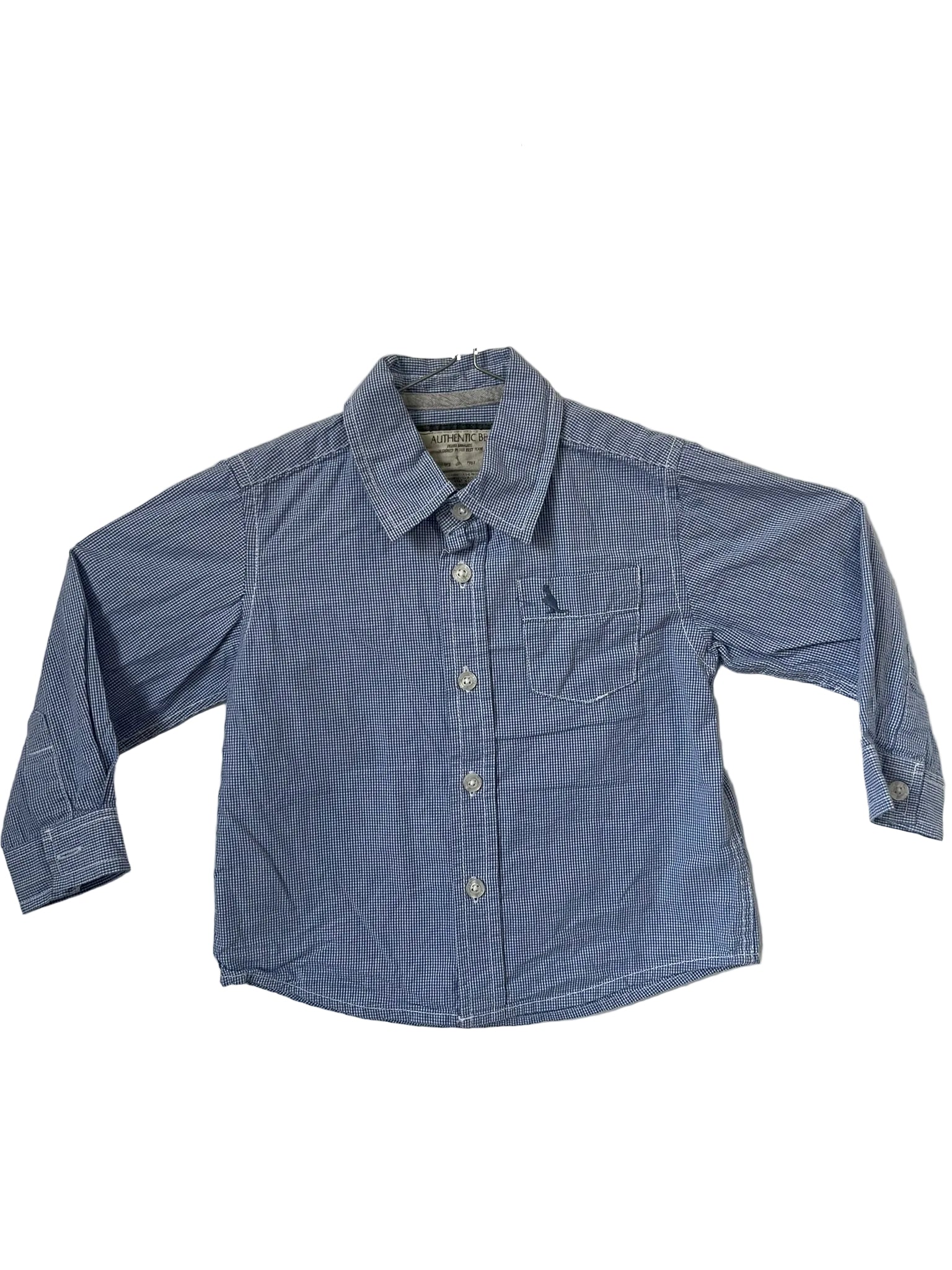Chemise Authentic Boys bleu marine à micro-carreaux
