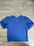 Haut bleu texturé épaule dénudée avec dentelle - Papaya taille 16 uk 3 XL