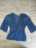 Haut pailleté bleu marine cache-cœur - Gallery taille UK8/EUR36-38