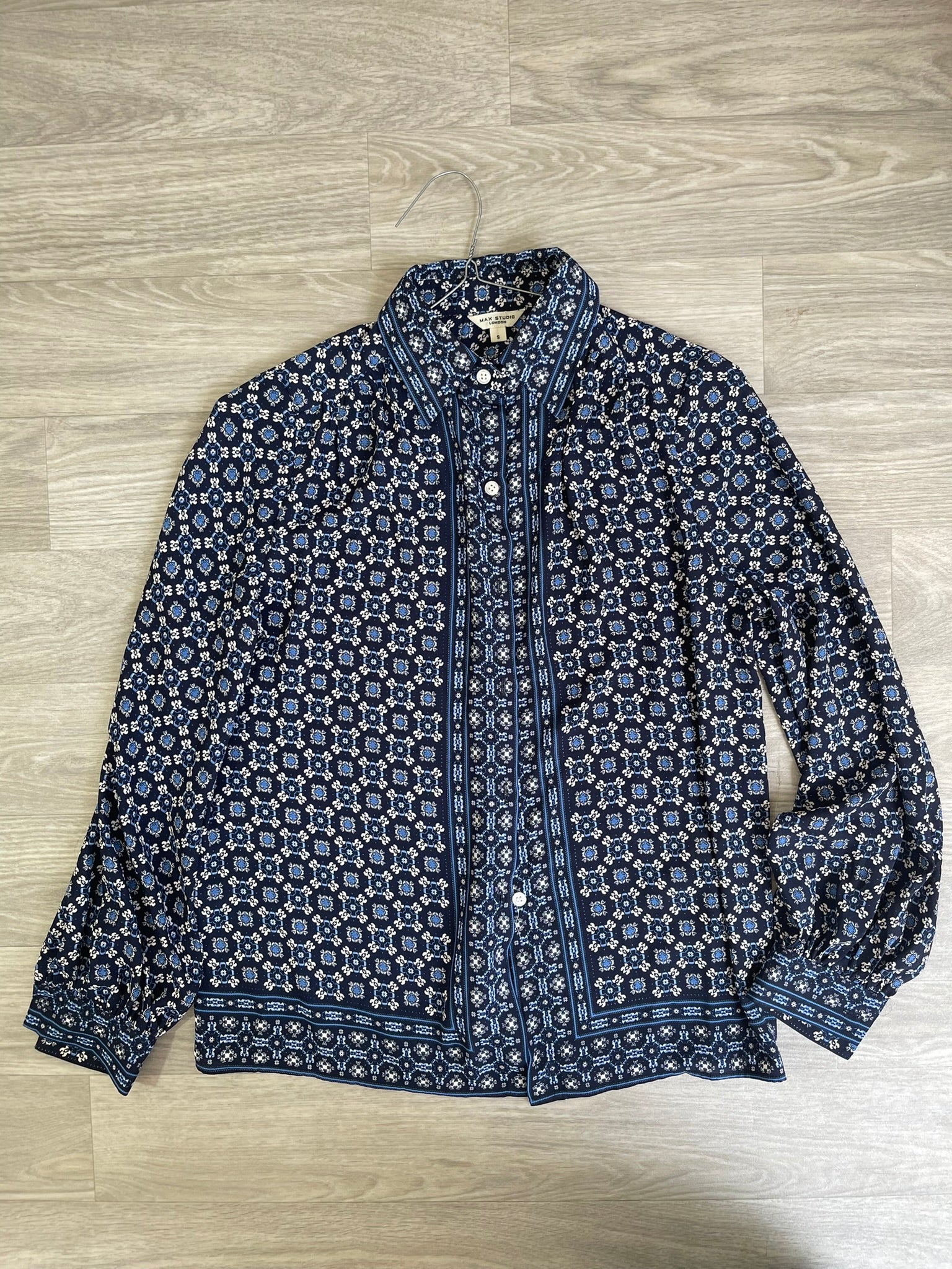 Chemise imprimée médaillon bleu marine - Max Studio London taille S
