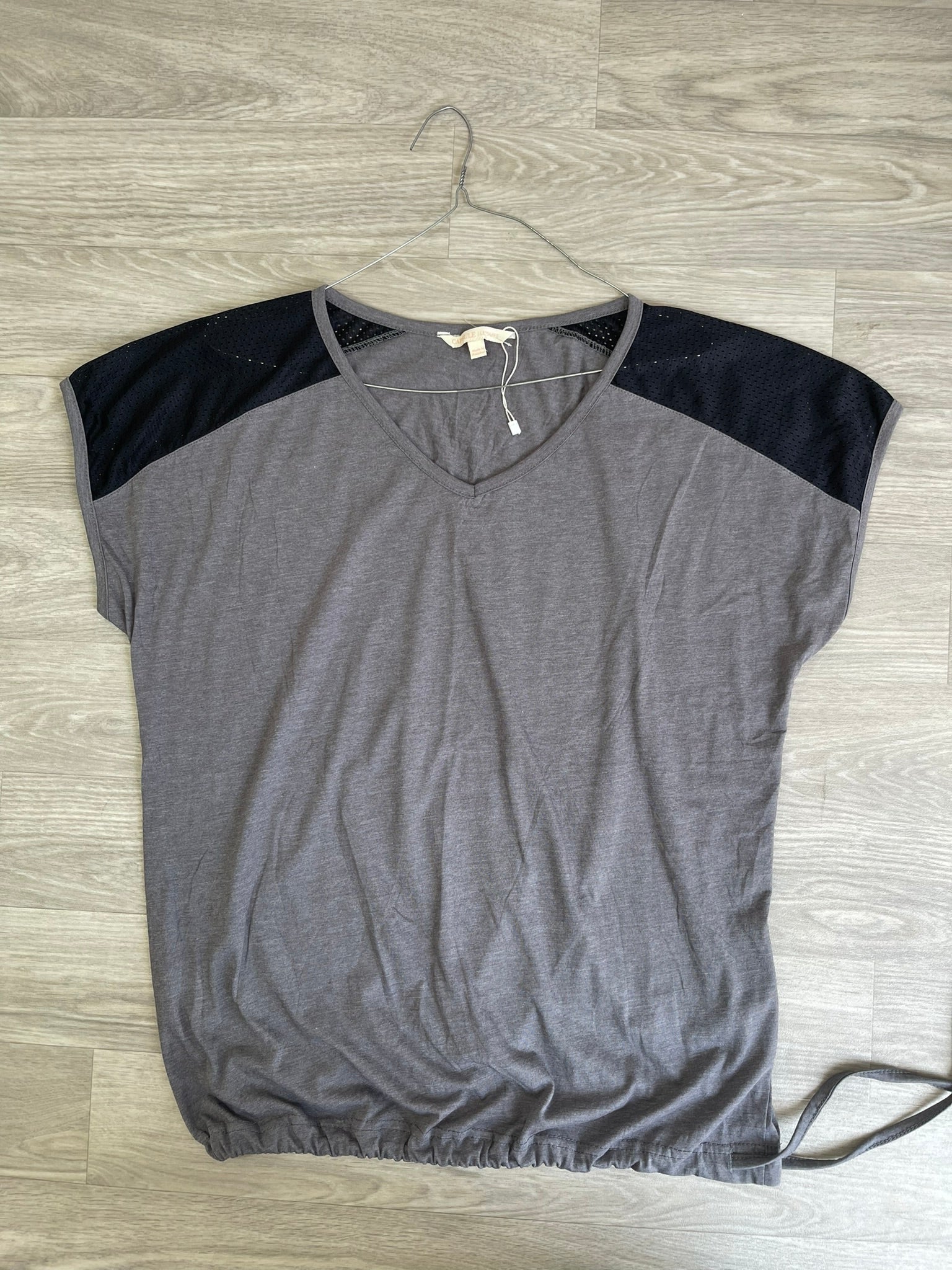 Débardeur sport gris à empiècement filet noir Taille XL