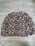Blouse léopard beige et noir col V taille L