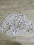 Blouse péplum blanche à pois noirs XS