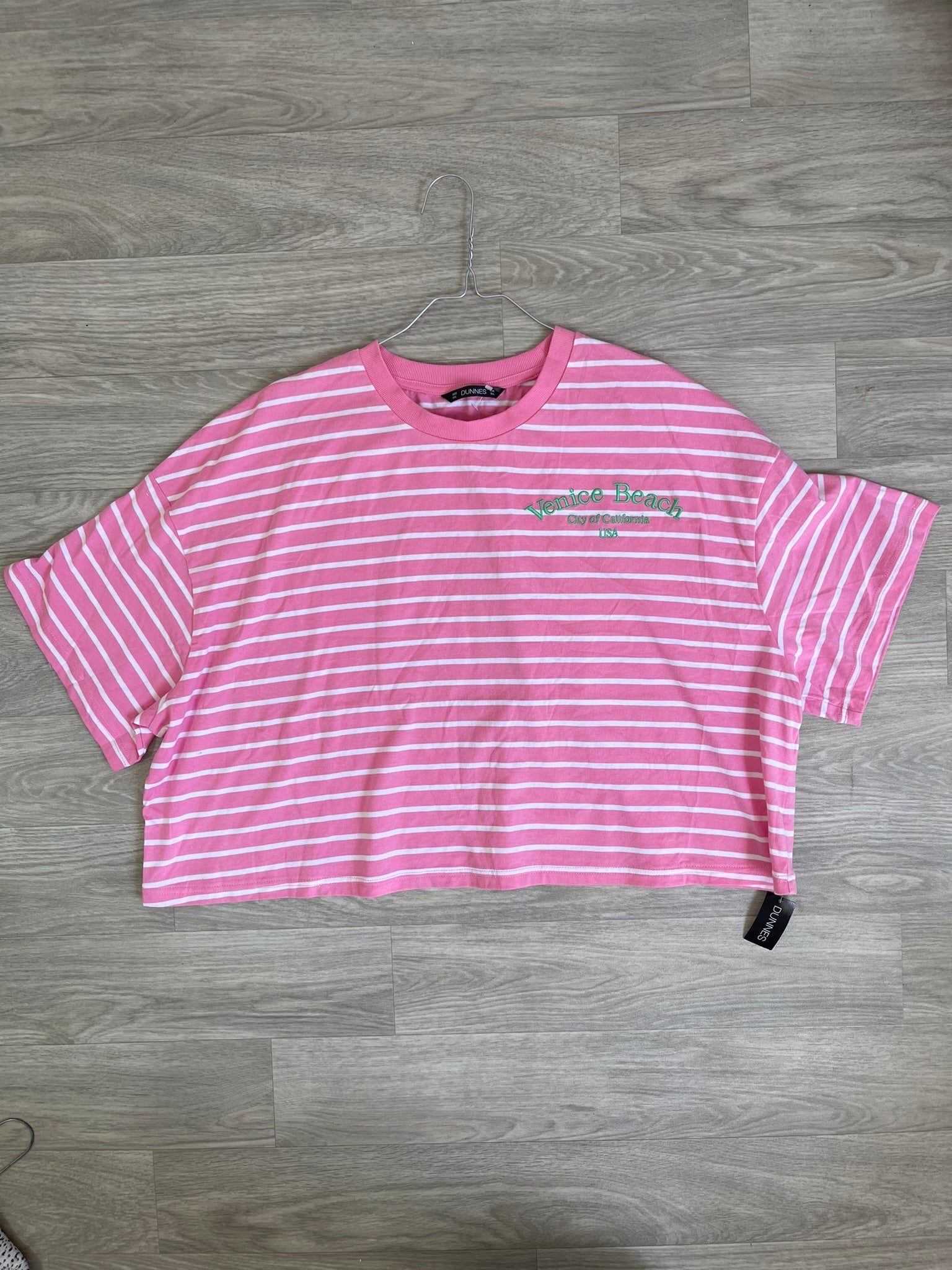 T-shirt crop rayé rose Venice Beach - Neuf oversized
