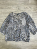 Blouse imprimé cachemire gris et noir XL