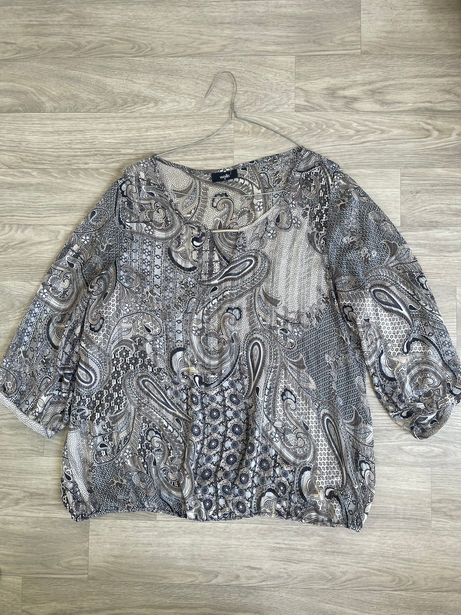 Blouse imprimé cachemire gris et noir XL