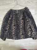 Blouse imprimé python noir et taupe M
