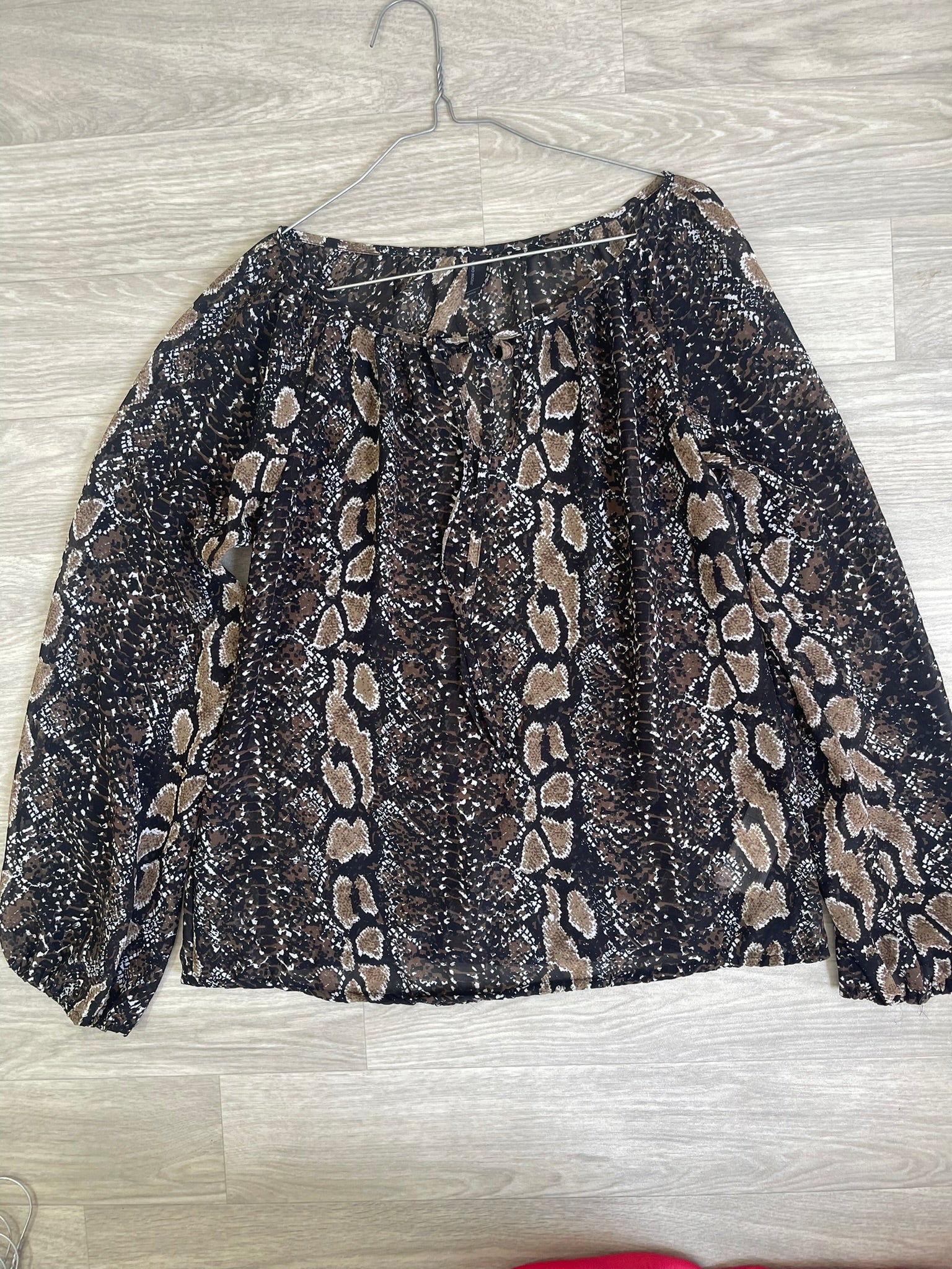 Blouse imprimé python noir et taupe M