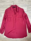 Blouse fuchsia à poches plaquées