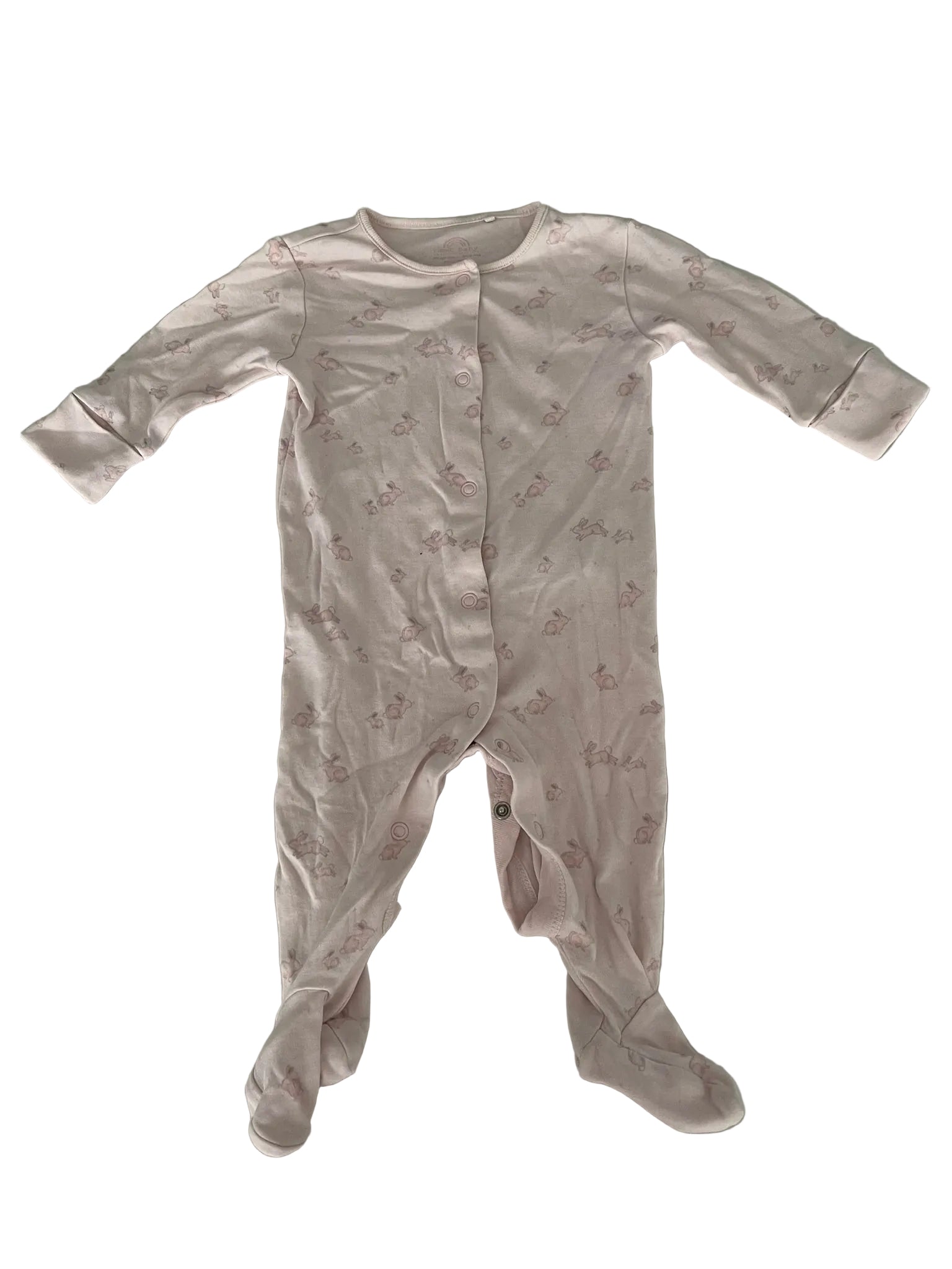 Grenouillère velours bébé imprimé lapins – Rose poudre