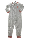 Grenouillère bébé velours fraise – Blanc rosé