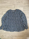 Blouse plissée fleurie bleu et vert