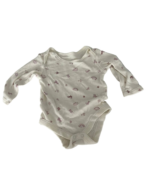 Body manches longues bébé – Blanc imprimé animaux arc-en-ciel