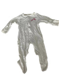 Grenouillère bébé velours éléphants roses – Blanc