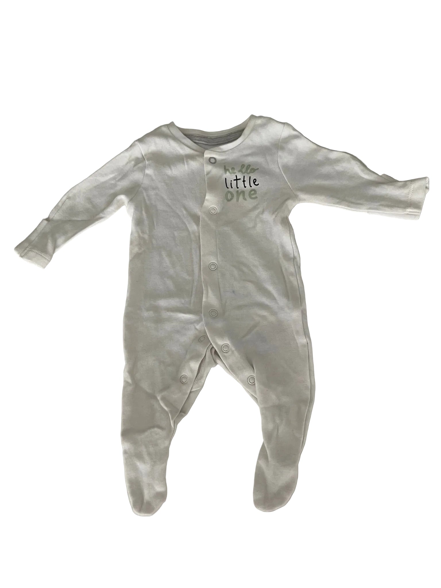 Grenouillère bébé coton « Hello Little One » – Blanc
