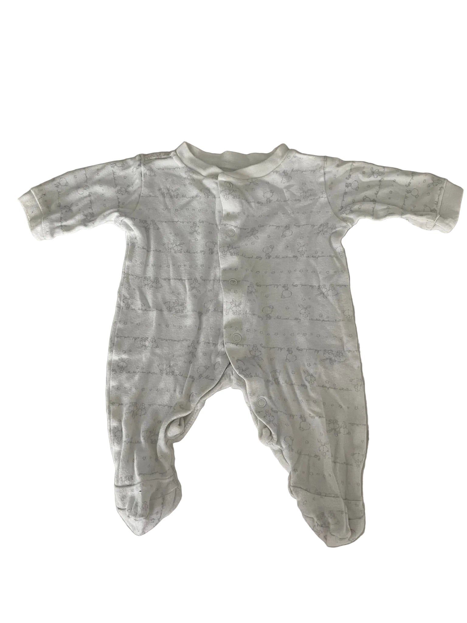 Grenouillère bébé coton imprimé oursons – Blanc