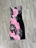 Robe longue fleurs roses et noires
