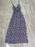Robe longue fleurie violette à bretelles