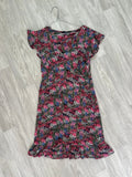 Robe fleurie multicolore à volants