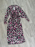 Robe portefeuille léopard rose et noir