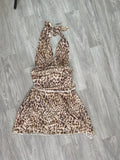 Robe portefeuille imprimé léopard beige