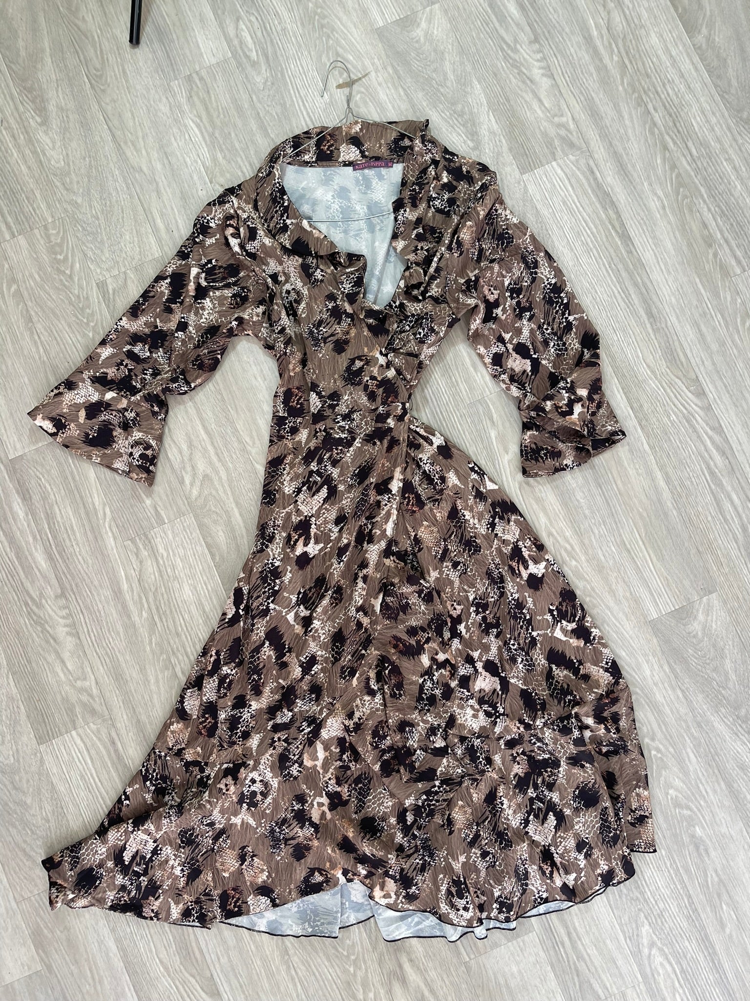 Robe portefeuille imprimé animal marron